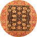 Round Oriental Orange Industrial Rug, urb3232org