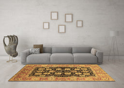 Machine Washable Oriental Brown Industrial Rug in a Living Room,, wshurb3232brn