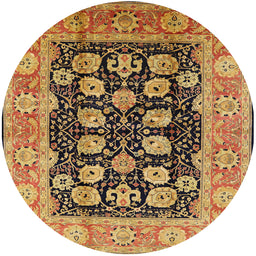 Round Machine Washable Industrial Modern Red Brown Rug, wshurb3232