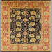 Square Mid-Century Modern Red Brown Oriental Rug, urb3232