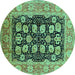 Round Oriental Turquoise Industrial Rug, urb3232turq