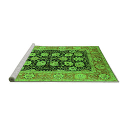 Sideview of Machine Washable Oriental Green Industrial Area Rugs, wshurb3232grn