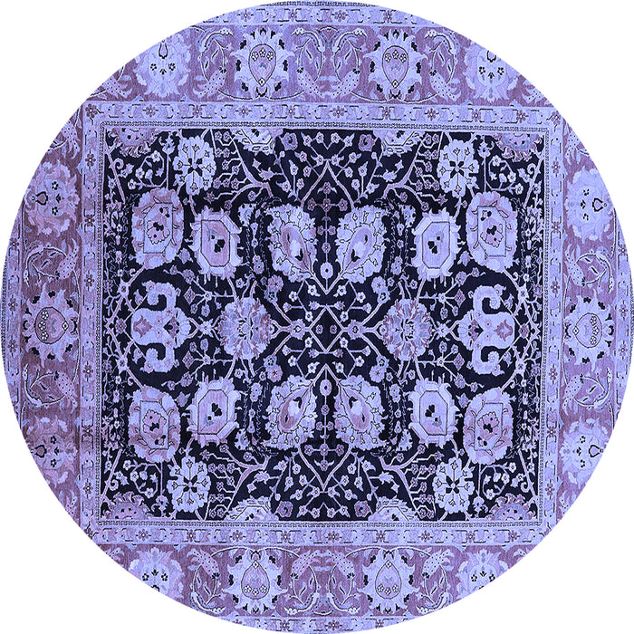 Round Machine Washable Oriental Blue Industrial Rug, wshurb3232blu