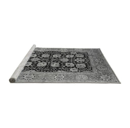 Sideview of Machine Washable Oriental Gray Industrial Rug, wshurb3232gry