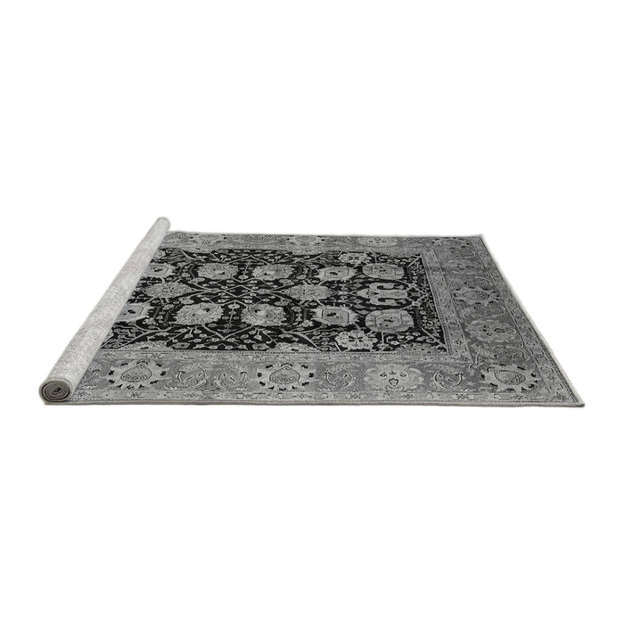 Sideview of Machine Washable Oriental Gray Industrial Rug, wshurb3232gry