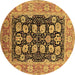 Round Oriental Brown Industrial Rug, urb3232brn