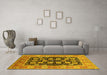 Machine Washable Oriental Yellow Industrial Rug in a Living Room, wshurb3232yw