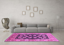 Machine Washable Oriental Purple Industrial Area Rugs in a Living Room, wshurb3232pur