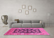 Machine Washable Oriental Pink Industrial Rug in a Living Room, wshurb3232pnk