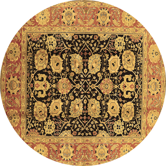 Round Machine Washable Oriental Brown Industrial Rug, wshurb3232brn