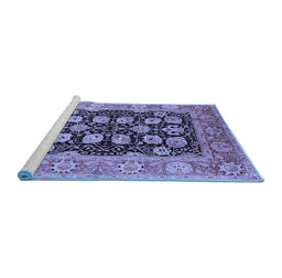 Sideview of Machine Washable Oriental Blue Industrial Rug, wshurb3232blu