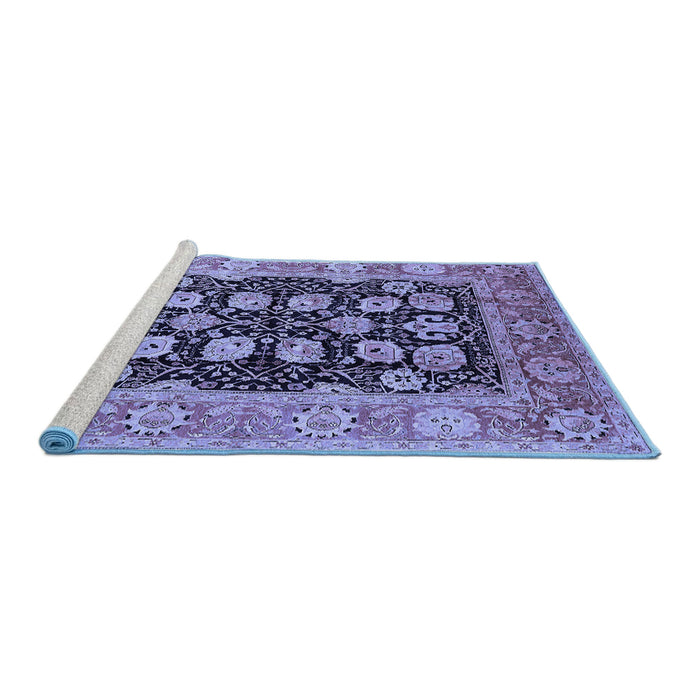 Sideview of Machine Washable Oriental Blue Industrial Rug, wshurb3232blu