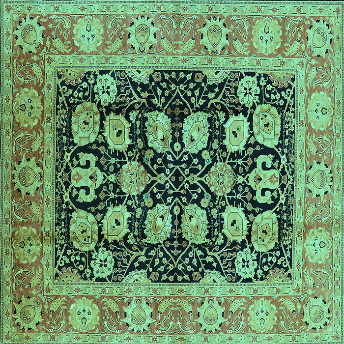 Square Machine Washable Oriental Turquoise Industrial Area Rugs, wshurb3232turq