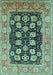 Machine Washable Oriental Light Blue Industrial Rug, wshurb3232lblu