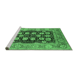 Sideview of Machine Washable Oriental Emerald Green Industrial Area Rugs, wshurb3232emgrn