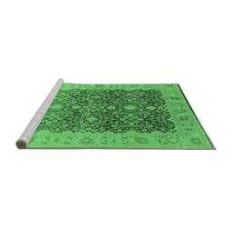 Sideview of Machine Washable Oriental Emerald Green Industrial Area Rugs, wshurb3233emgrn