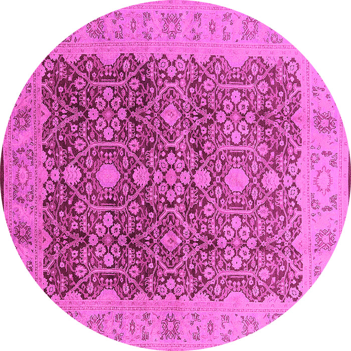 Round Machine Washable Oriental Pink Industrial Rug, wshurb3233pnk