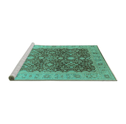 Sideview of Machine Washable Oriental Turquoise Industrial Area Rugs, wshurb3233turq