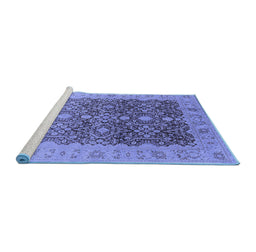 Sideview of Machine Washable Oriental Blue Industrial Rug, wshurb3233blu