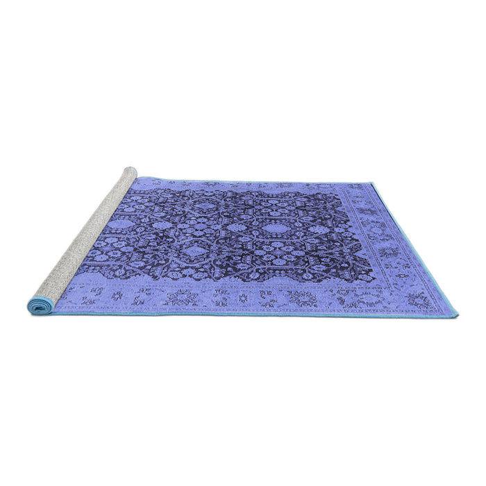 Sideview of Machine Washable Oriental Blue Industrial Rug, wshurb3233blu