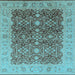 Square Machine Washable Oriental Light Blue Industrial Rug, wshurb3233lblu