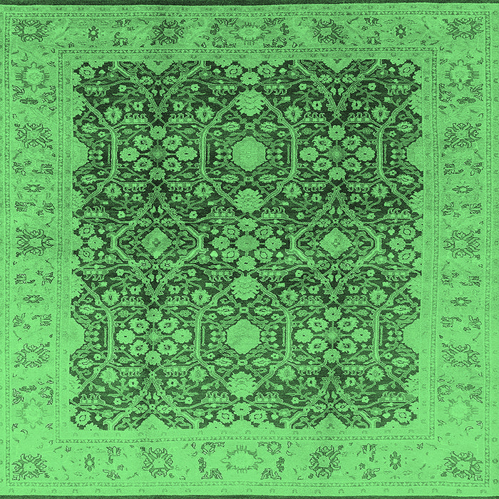 Square Machine Washable Oriental Emerald Green Industrial Area Rugs, wshurb3233emgrn