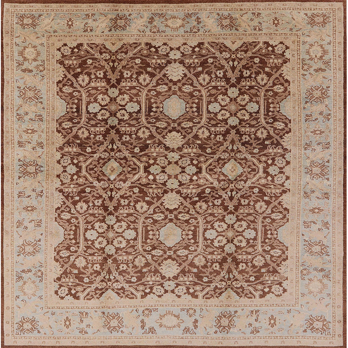 Square Mid-Century Modern Sienna Brown Oriental Rug, urb3233