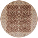 Round Mid-Century Modern Sienna Brown Oriental Rug, urb3233