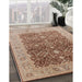 Mid-Century Modern Sienna Brown Oriental Rug in Family Room, urb3233