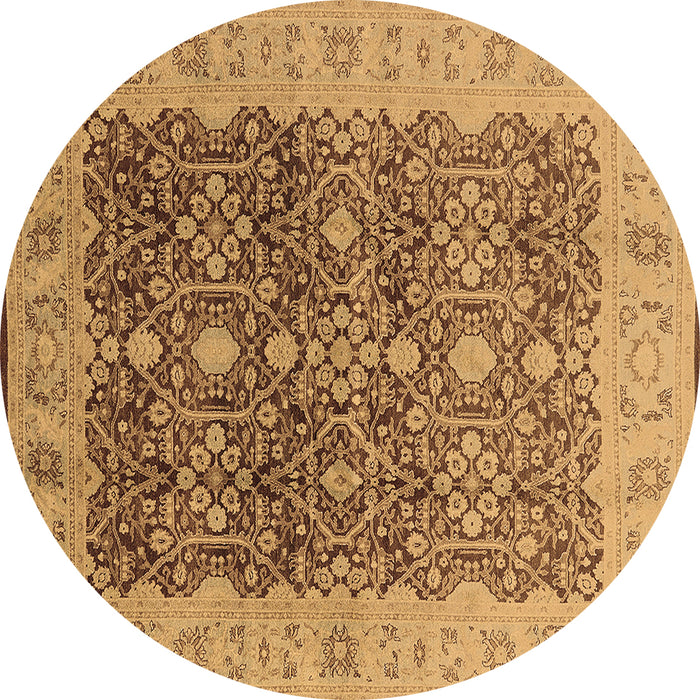 Round Oriental Brown Industrial Rug, urb3233brn