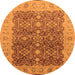 Round Machine Washable Oriental Orange Industrial Area Rugs, wshurb3233org