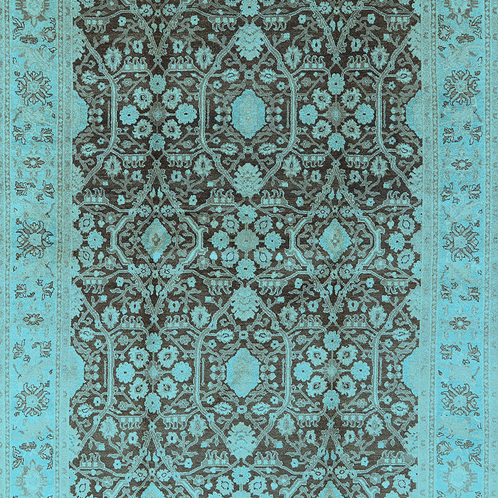 Machine Washable Oriental Light Blue Industrial Rug, wshurb3233lblu