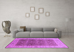 Machine Washable Oriental Purple Industrial Area Rugs in a Living Room, wshurb3233pur