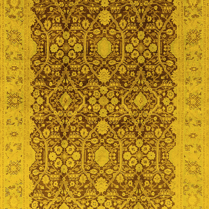 Machine Washable Oriental Yellow Industrial Rug, wshurb3233yw