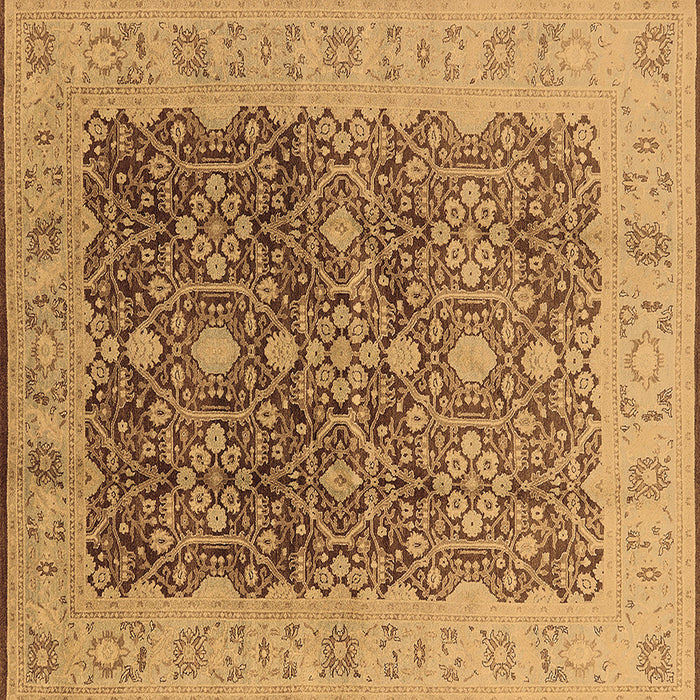 Square Machine Washable Oriental Brown Industrial Rug, wshurb3233brn