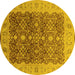 Round Oriental Yellow Industrial Rug, urb3233yw