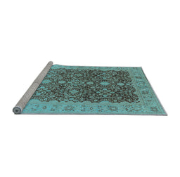 Sideview of Machine Washable Oriental Light Blue Industrial Rug, wshurb3233lblu