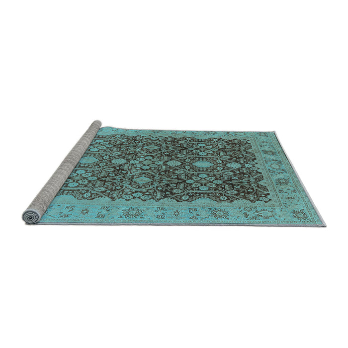 Sideview of Machine Washable Oriental Light Blue Industrial Rug, wshurb3233lblu
