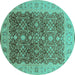 Round Oriental Turquoise Industrial Rug, urb3233turq