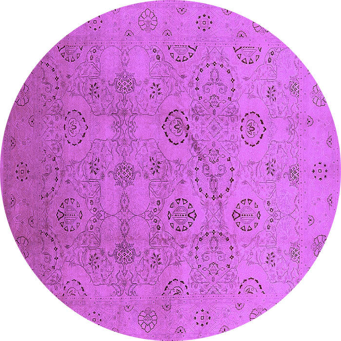 Round Machine Washable Oriental Purple Industrial Area Rugs, wshurb3234pur