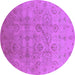 Round Machine Washable Oriental Purple Industrial Area Rugs, wshurb3234pur