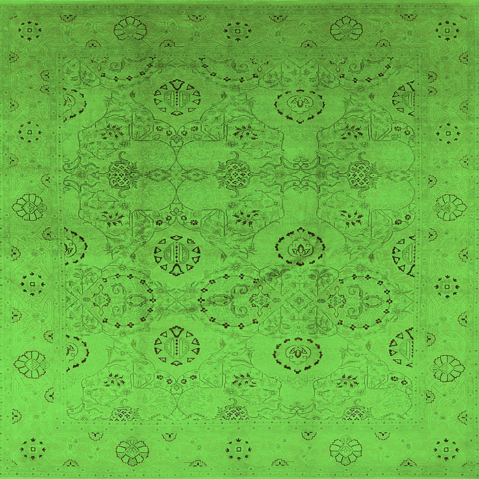 Square Machine Washable Oriental Green Industrial Area Rugs, wshurb3234grn