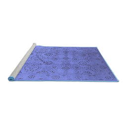 Sideview of Machine Washable Oriental Blue Industrial Rug, wshurb3234blu