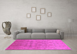 Machine Washable Oriental Pink Industrial Rug in a Living Room, wshurb3234pnk