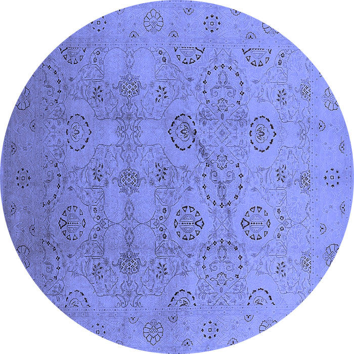Round Oriental Blue Industrial Rug, urb3234blu