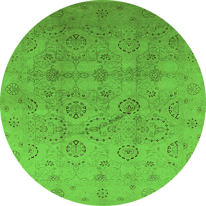 Round Oriental Green Industrial Rug, urb3234grn