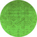 Round Oriental Green Industrial Rug, urb3234grn