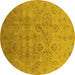 Round Oriental Yellow Industrial Rug, urb3234yw