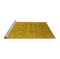 Sideview of Machine Washable Oriental Yellow Industrial Rug, wshurb3234yw