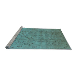 Sideview of Machine Washable Oriental Light Blue Industrial Rug, wshurb3234lblu